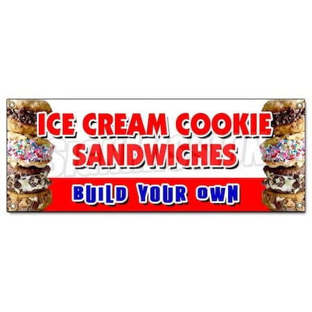 Signmission ICE CREAM COOKIE SANDWICHES BUILD YOUR OWN BANNER SIGN sundae soda B-Ice Cream Cookie Sandwic